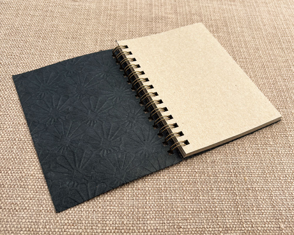 Small embossed notebook Black Sunburst