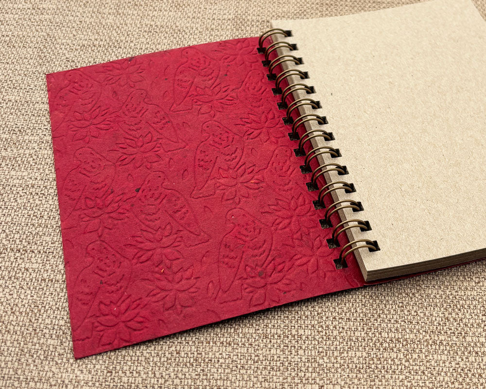 Small embossed notebook birds burgundy
