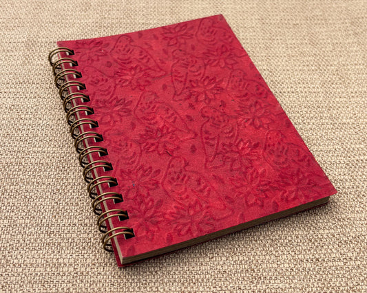 Small embossed notebook birds burgundy