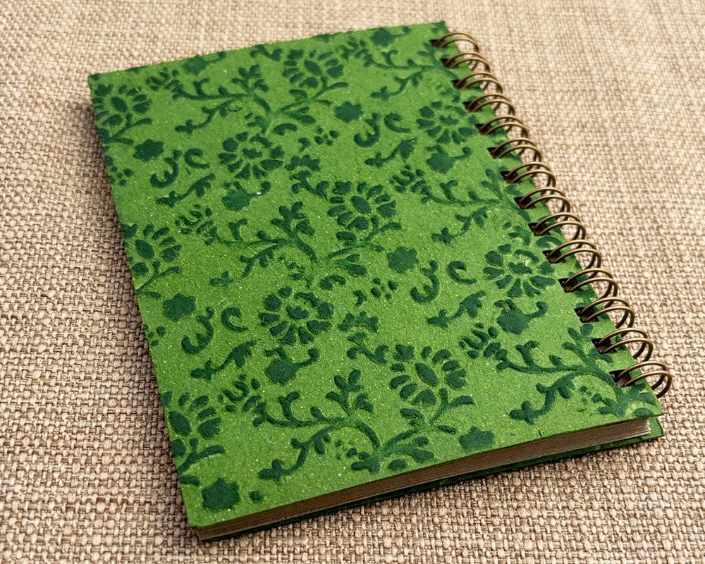 Small embossed notebook Green Floral