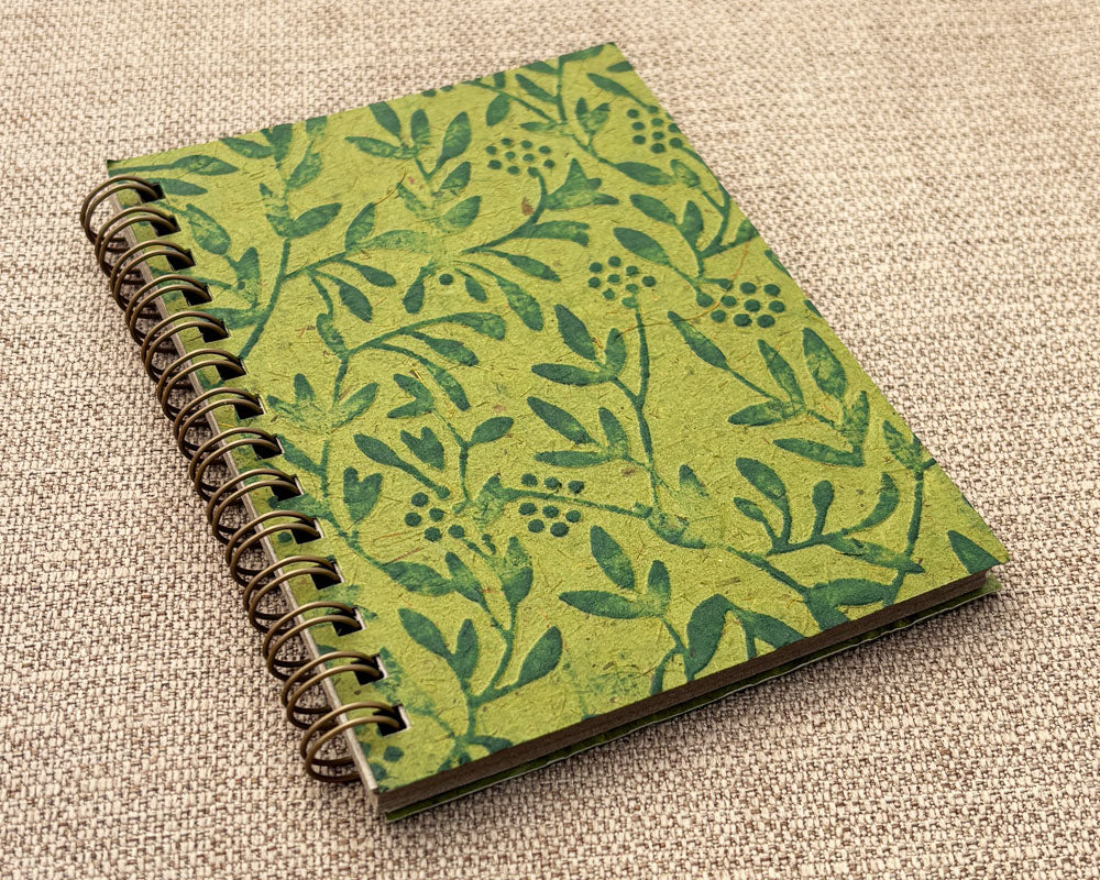 Small embossed notebook wattle green
