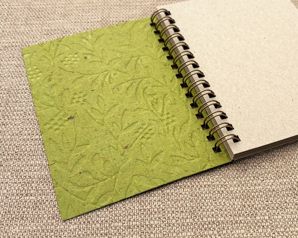 Small embossed notebook wattle green