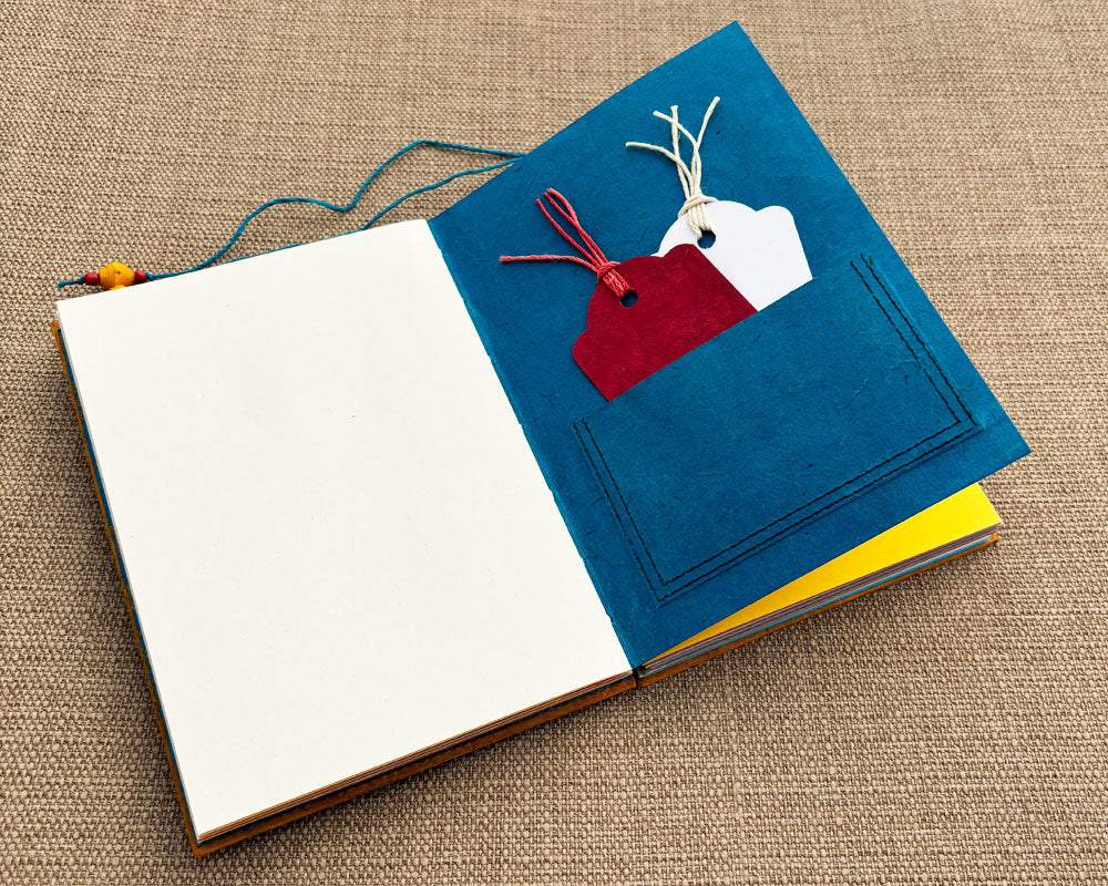 5x7 Keepsake Journal Red Gold and Turquoise