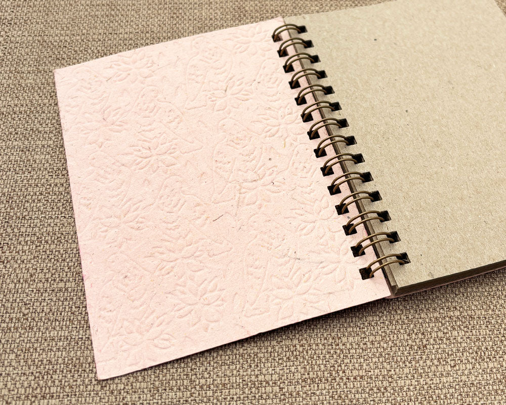 Small embossed notebook Pale Pink Birds