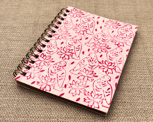 Small embossed notebook Pale Pink Birds
