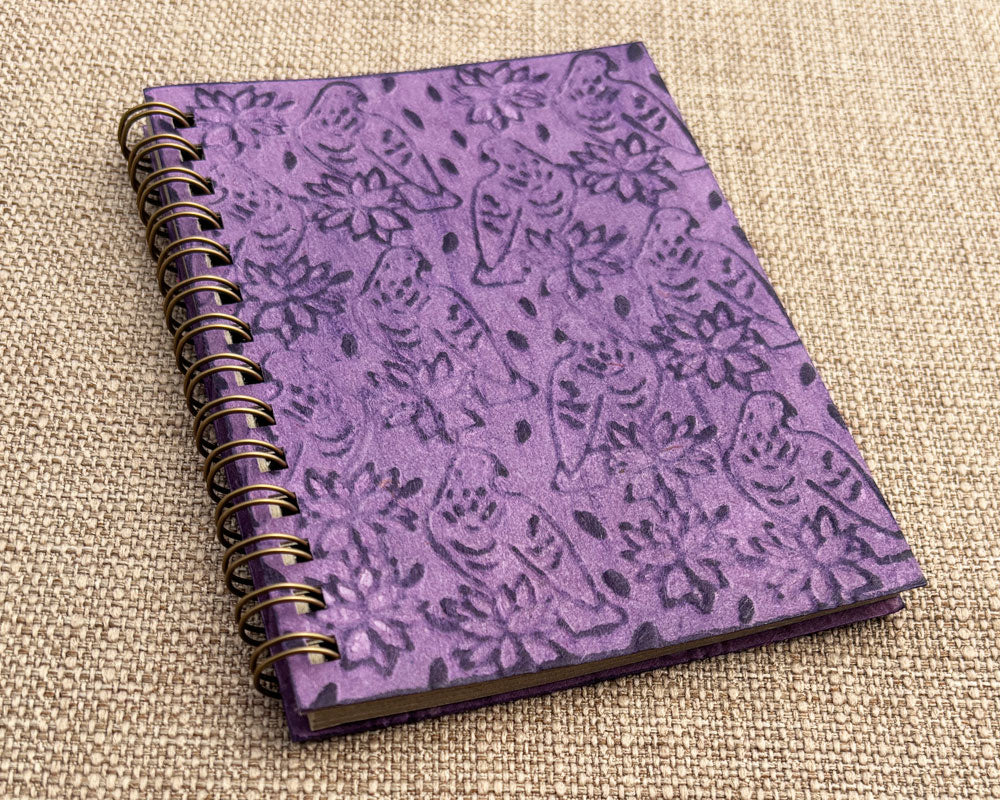 Small embossed notebook Purple Birds
