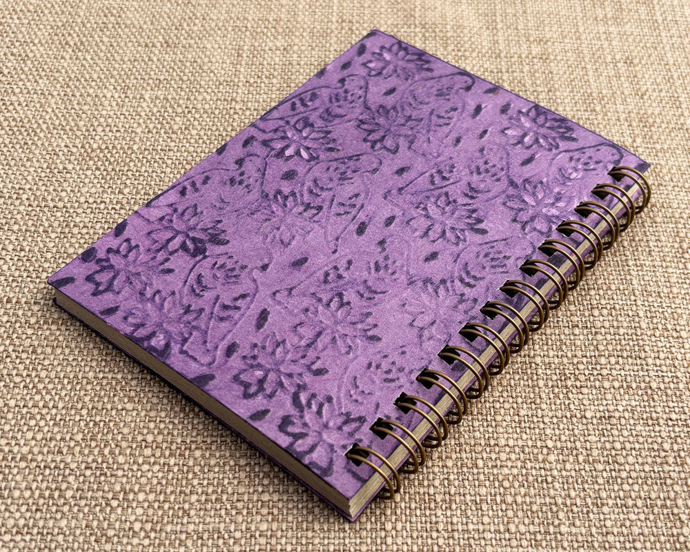 Small embossed notebook Purple Birds