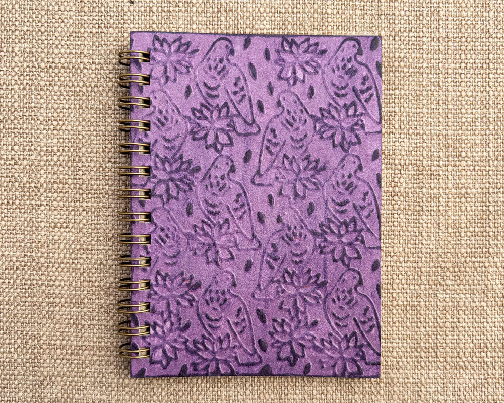 Small embossed notebook Purple Birds