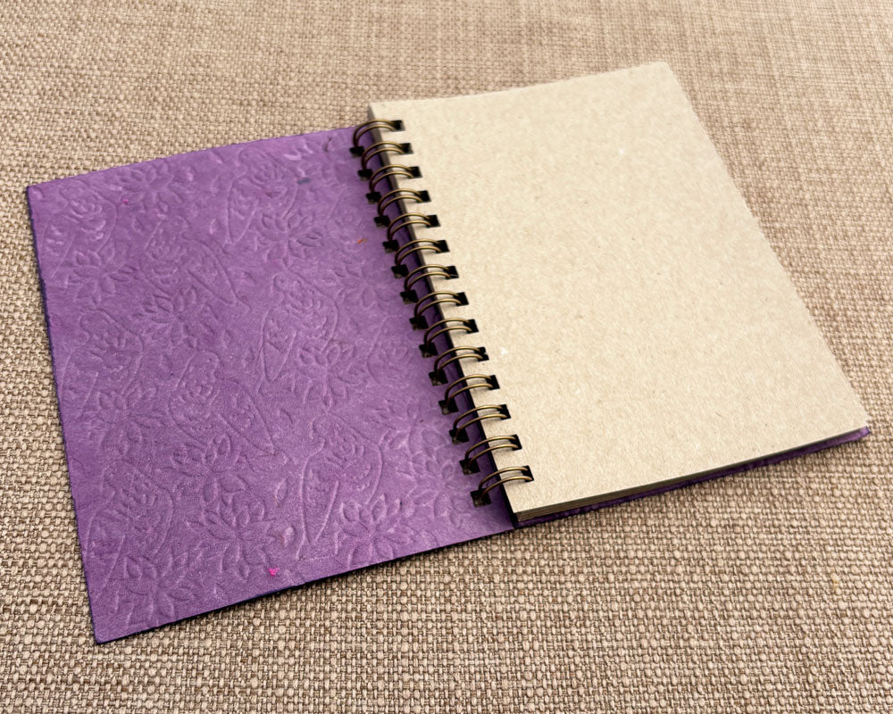 Small embossed notebook Purple Birds