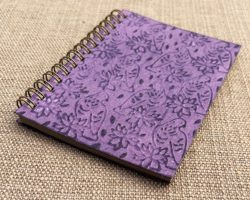 Small embossed notebook Purple Birds