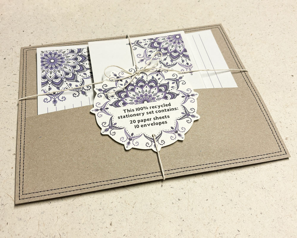 Letter Writing Set Purple Mandala