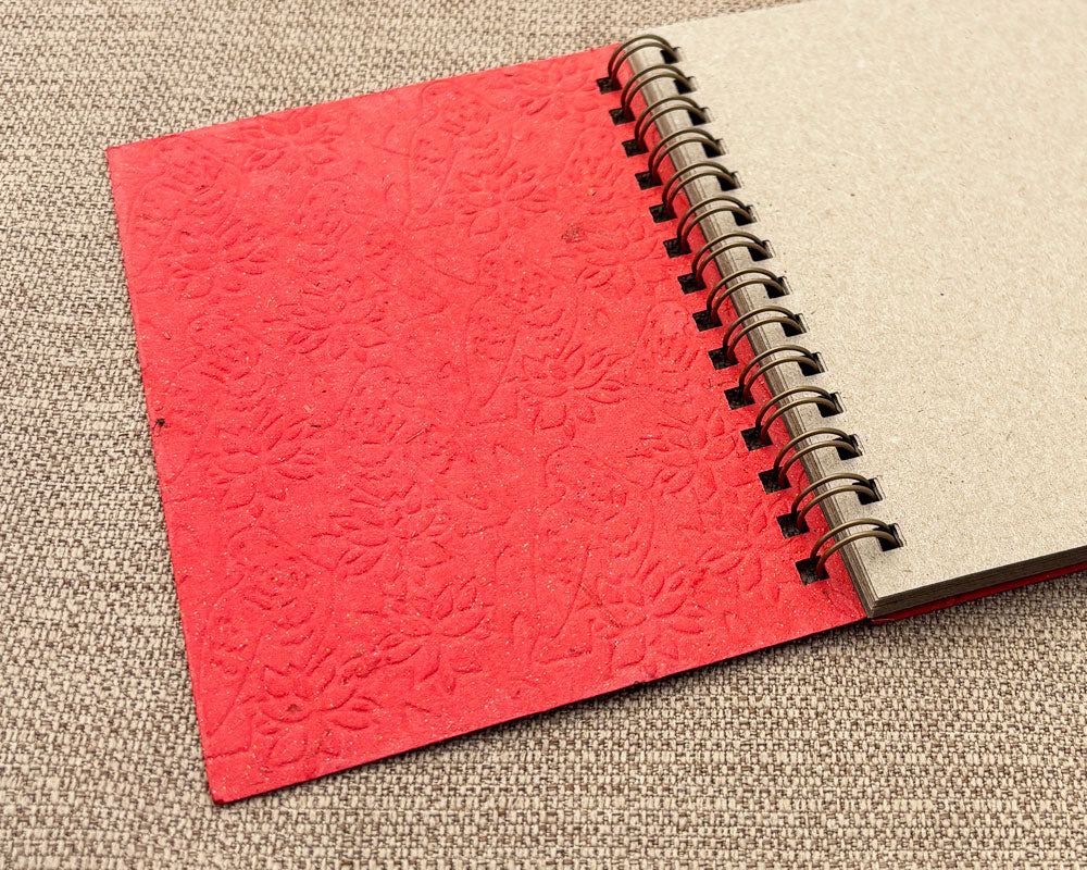 Small embossed notebook birds red