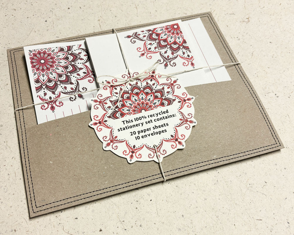 Letter Writing Set Red Mandala