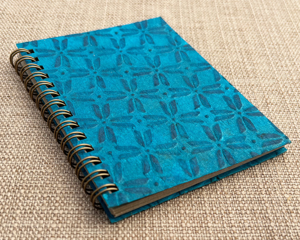 Small embossed notebook Teal Pinwheel