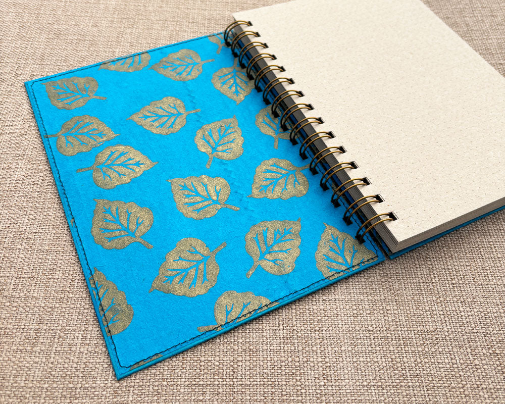 A5 Notebook Turquoise Leaf