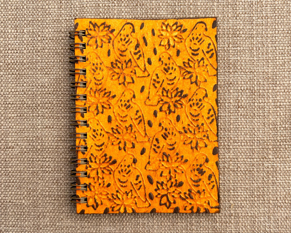 Small embossed notebook Yellow Birds