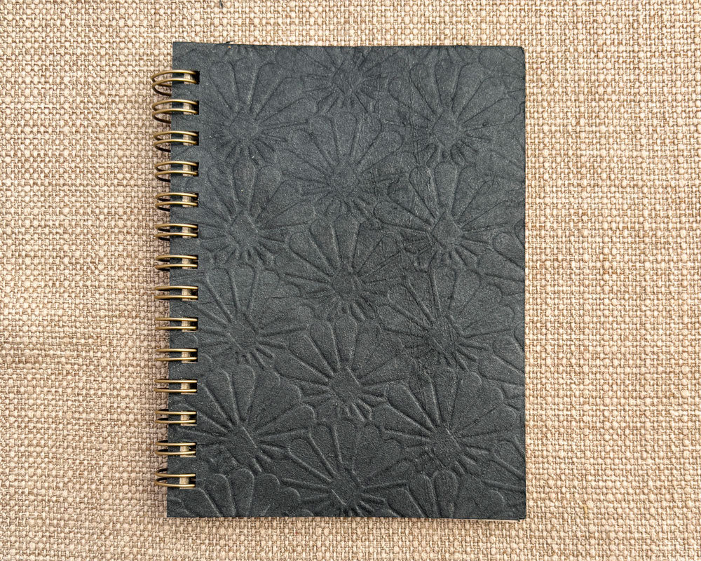 Small embossed notebook Black Sunburst