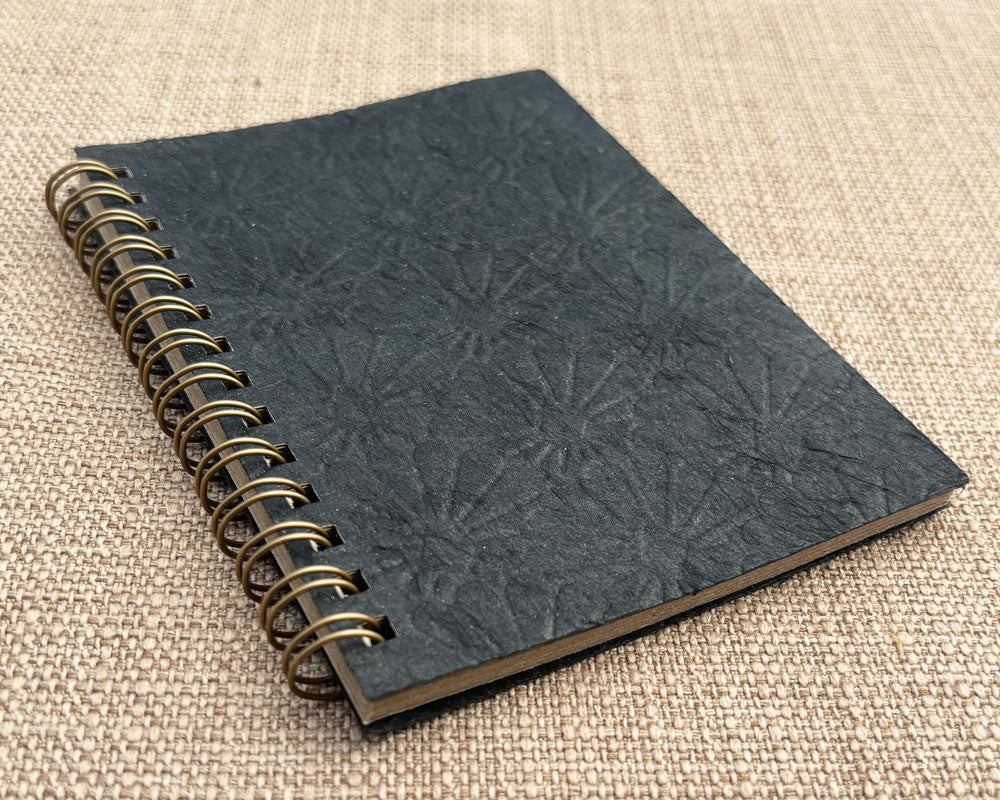 Small embossed notebook Black Sunburst