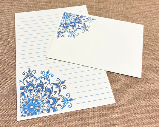 Letter Writing Set Blue Mandala