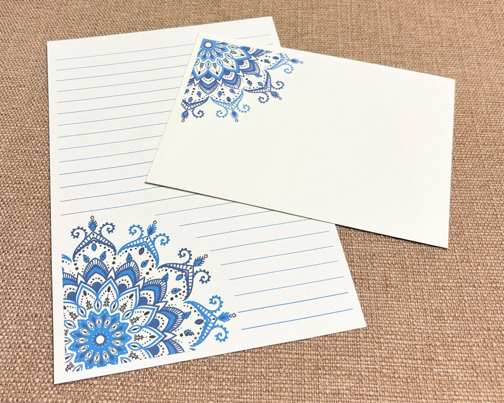 Letter Writing Set Blue Mandala