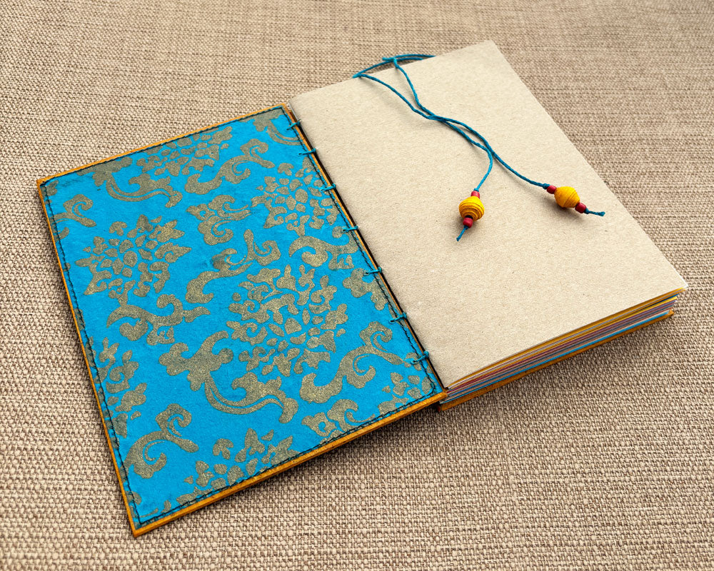 5x7 Keepsake Journal Red Gold and Turquoise