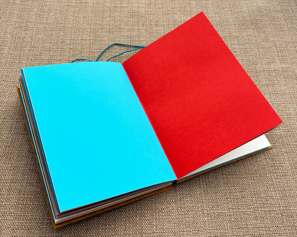 5x7 Keepsake Journal Red Gold and Turquoise