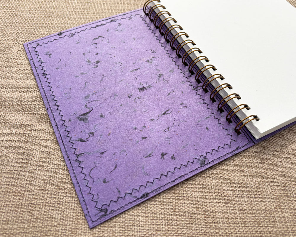 Fancy A5 Notebook Purple C Blank Grey Pages