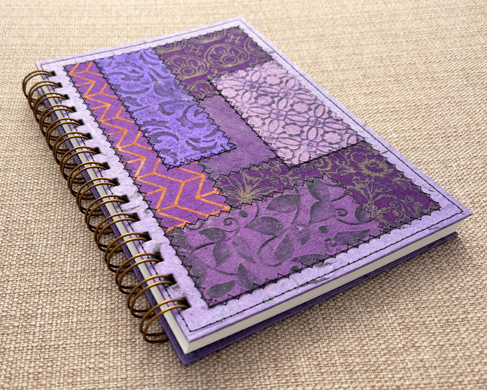 Fancy A5 Notebook Purple C Blank Grey Pages