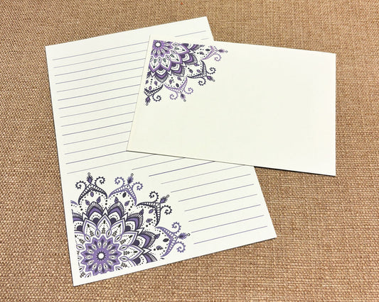 Letter Writing Set Purple Mandala