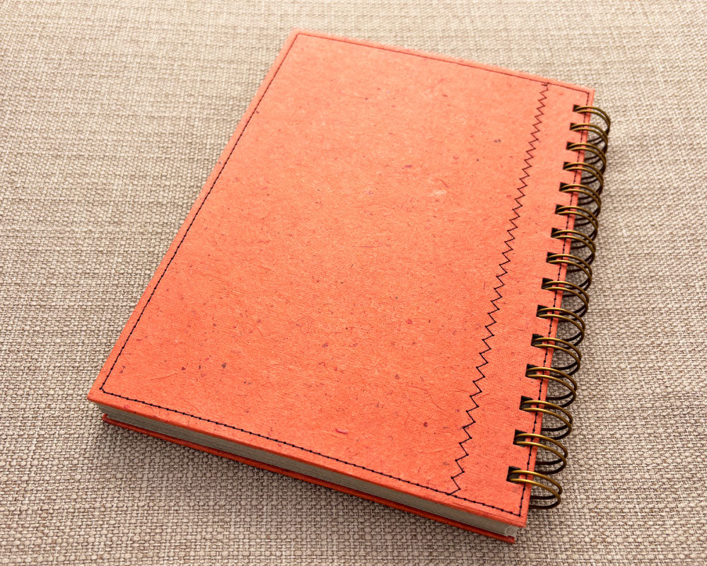 Fancy A5 Notebook Red Orange 2 Lined Grey pages