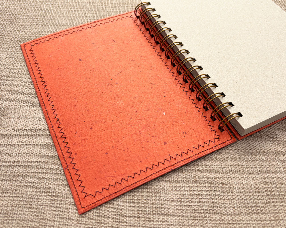 Fancy A5 Notebook Red Orange 2 Lined Grey pages