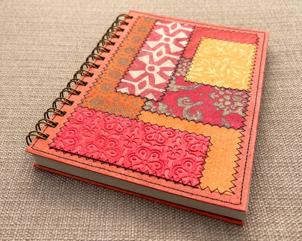 Fancy A5 Notebook Red Orange 3 Blank Grey pages