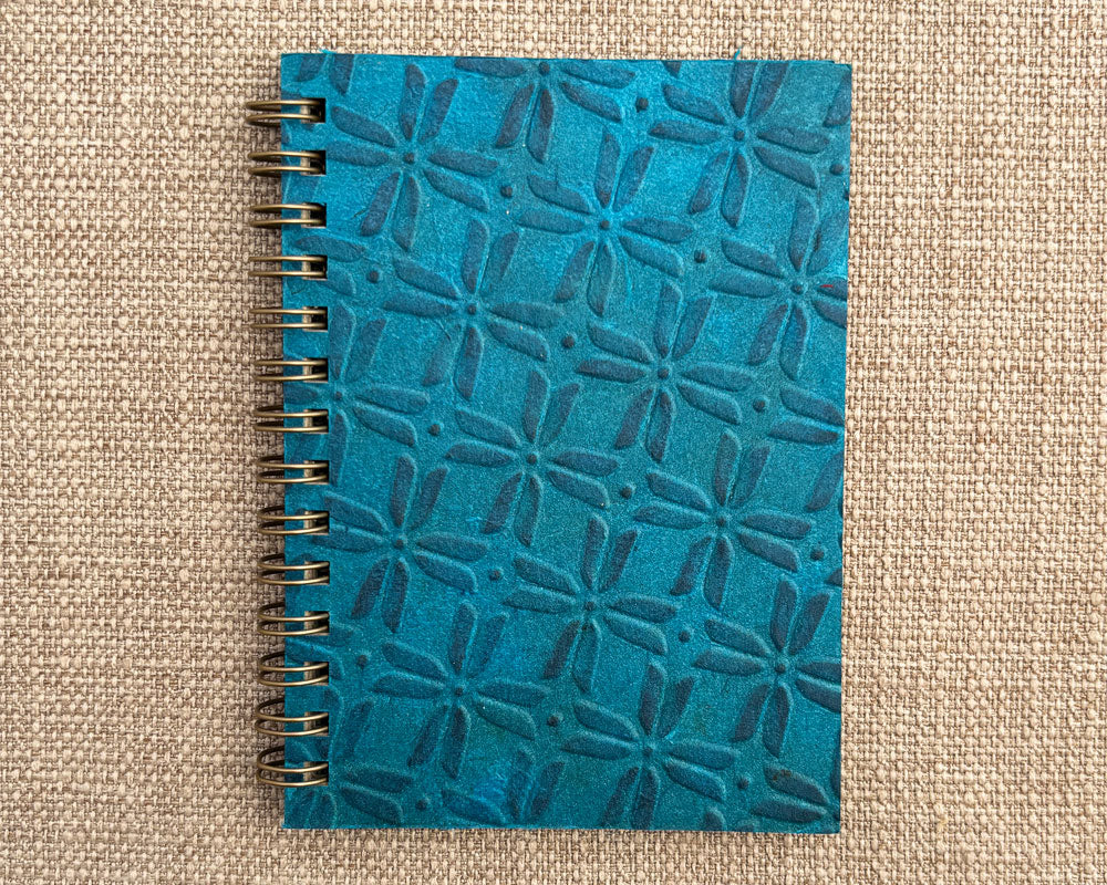 Small embossed notebook Teal Pinwheel