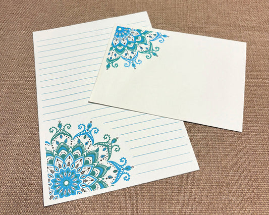 Letter Writing Set Turquoise Mandala