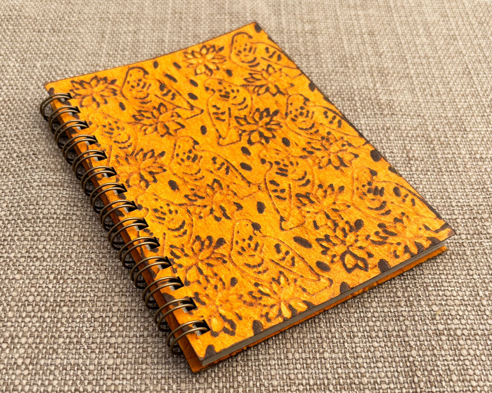 Small embossed notebook Yellow Birds