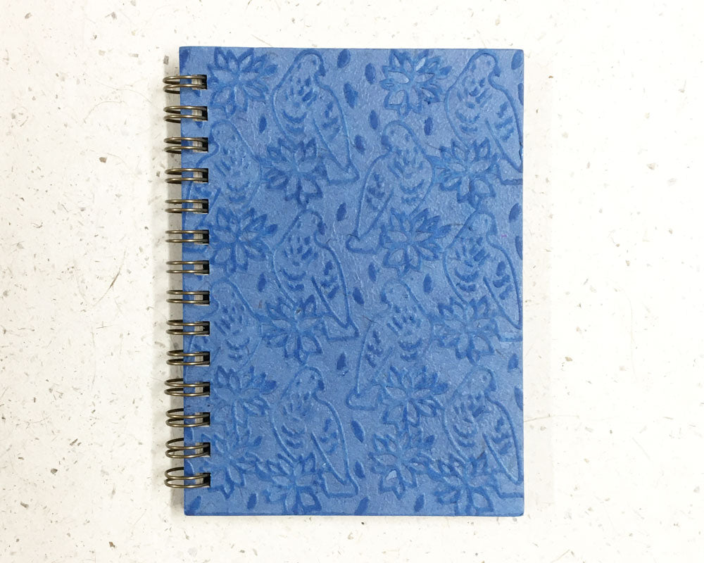 Small embossed notebook Birds Blue