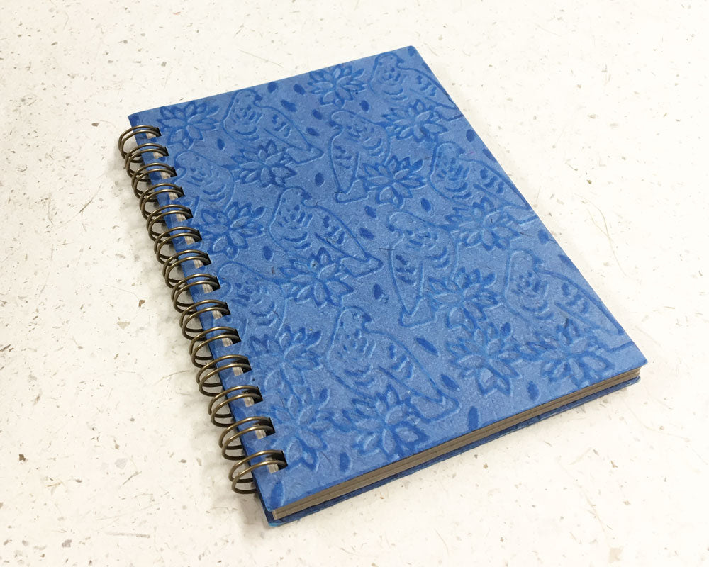 Small embossed notebook Birds Blue