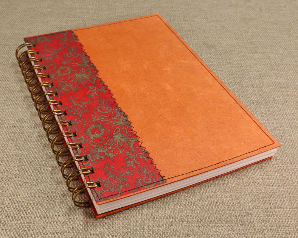 A5 Notebook Red Orange Floral